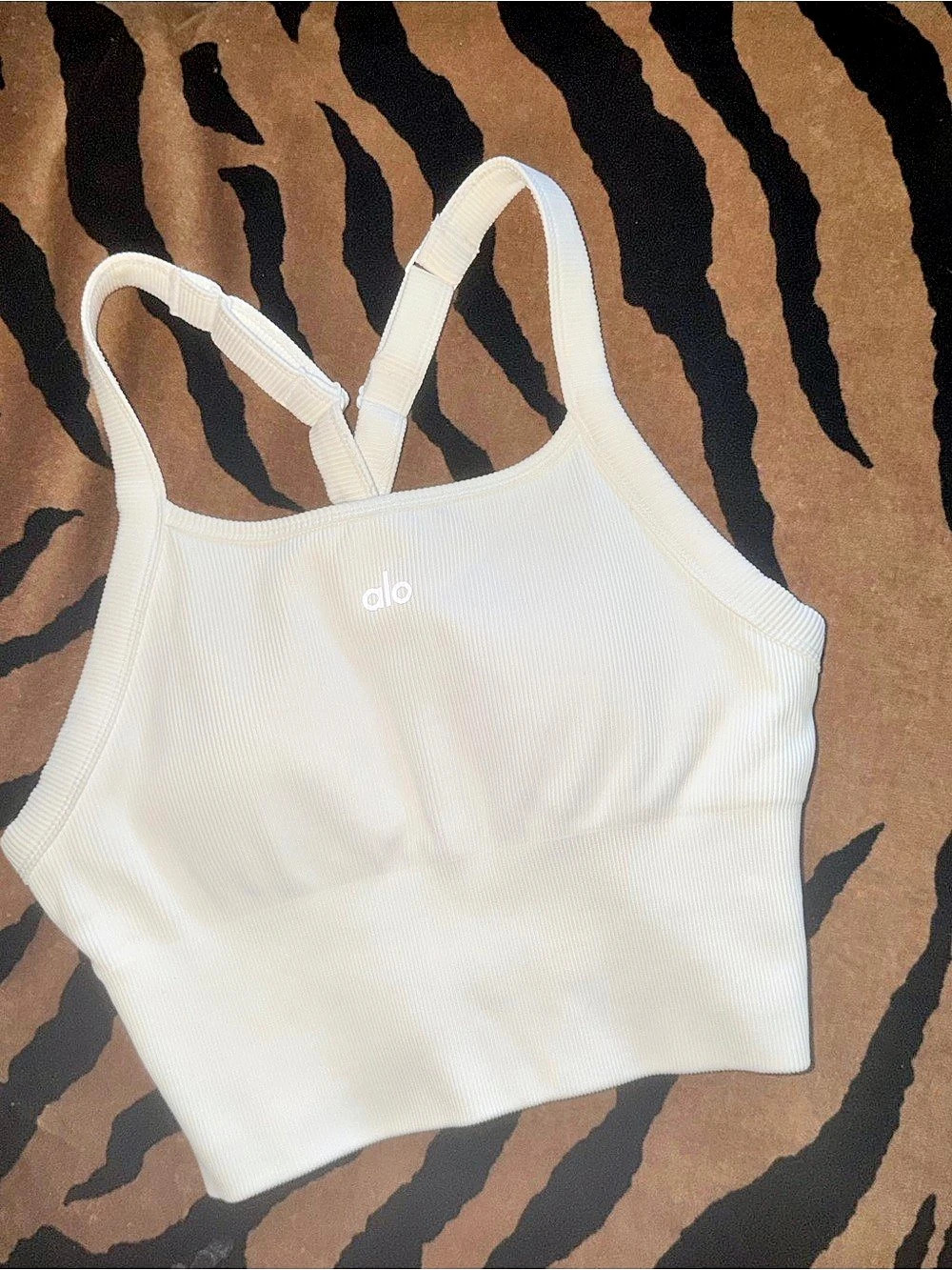 alo Ribbed Crop Top in White Like New